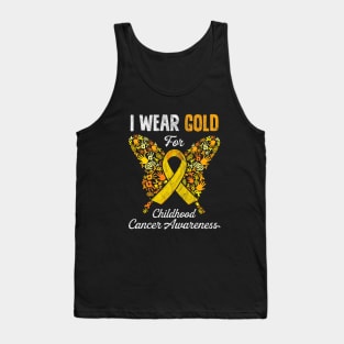 Childhood Cancer Awareness Ribbon Yellow Butterfly Tank Top